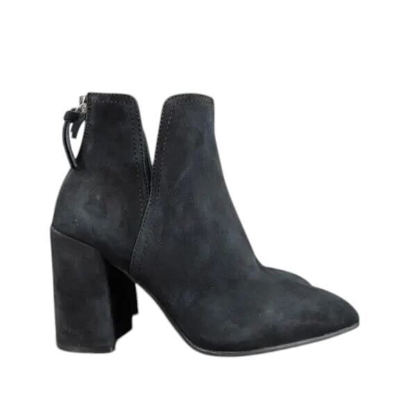 Steve Madden Shoes Women 6.5 Bootie Fashion Classic Leather Block Heel Black Zip - Picture 1 of 15